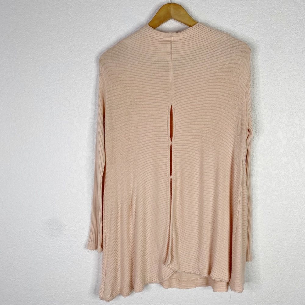 Free People Light Pink Lover Rib Thermal Split Back Sweater - Picture 11 of 11